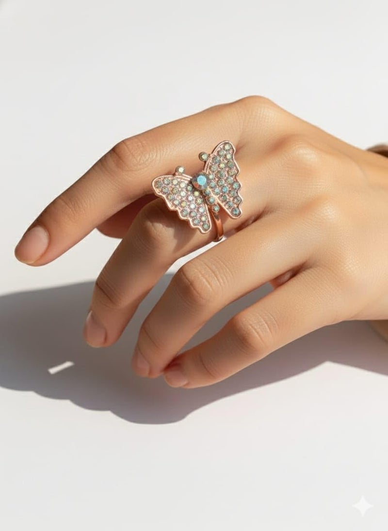 CRUSSTIQUE GOLD® Vintage Style Statement Ring Set with Crystal Rhinestone Floral Design - Image 4